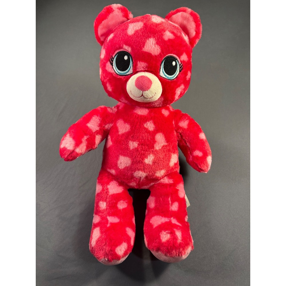Build-A-Bear Workshop Red‎ Pink Hearts Teddy Bear Plush Blue Eyes 16in 023289